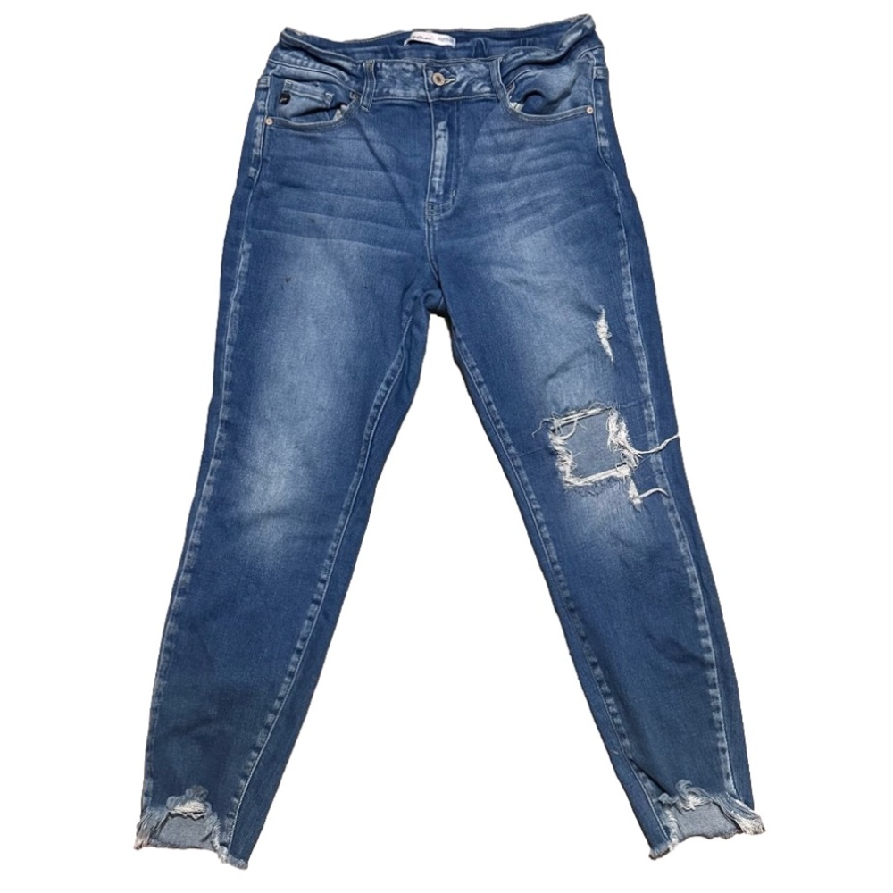 High Rise Distressed Skinny Jeans Destructed Hem KanCan Maurices